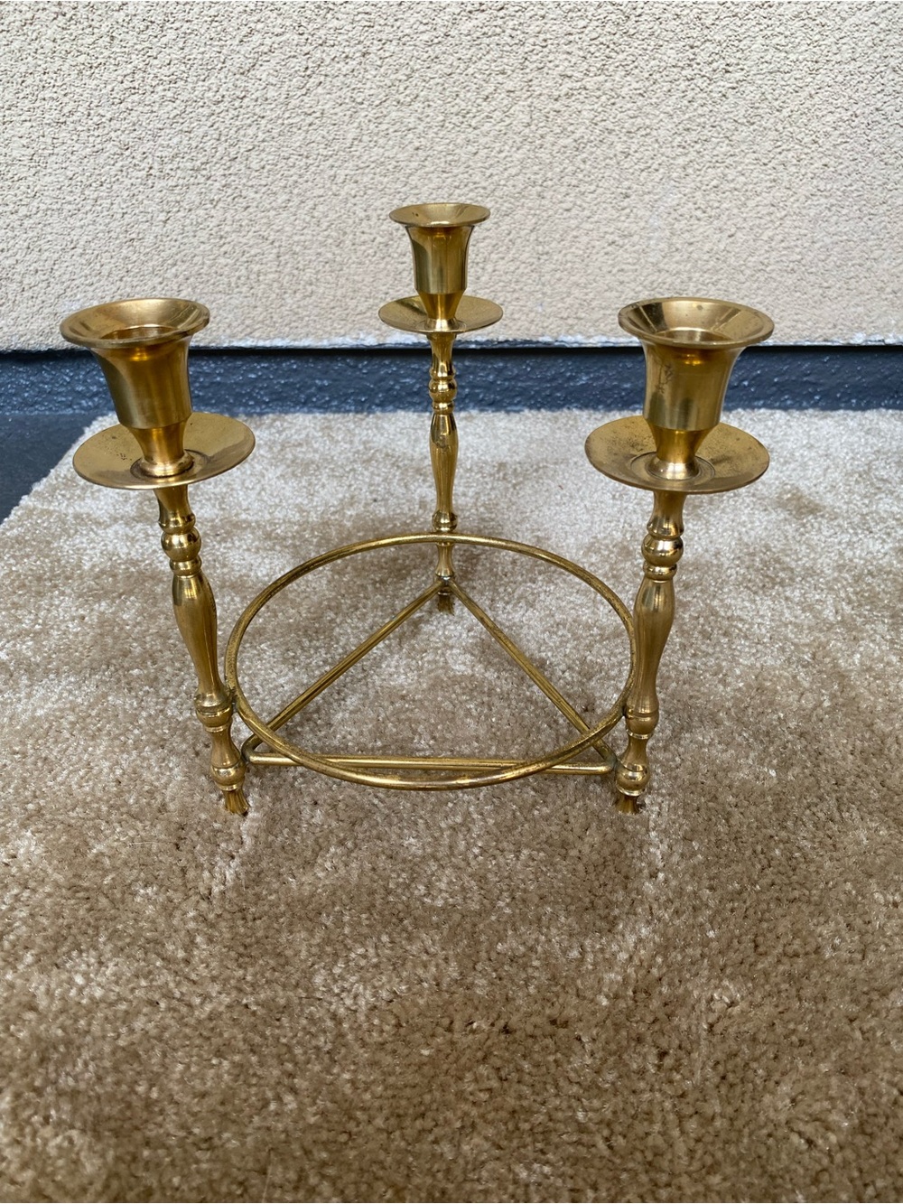 vintage mid-century brass 3-light candle holder